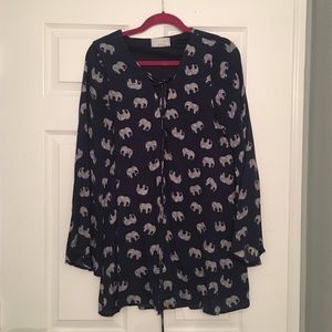Navy Bell Sleeve Elephant Dress!